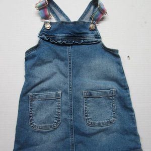 Wonder nation denim jumper with rainbow ribbon on straps 2T